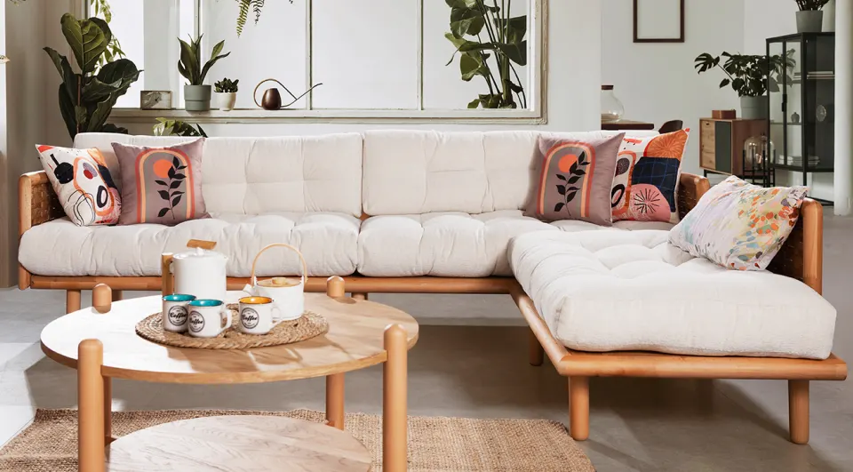 Loft Ahşap Ayaklı Köşe Koltuk Takımı