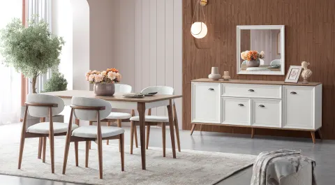 Ada Ahşap Ayaklı Modern Yemek Odası Takımı