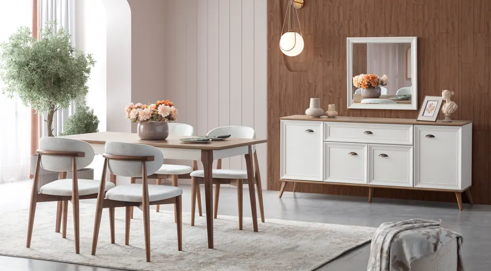 Ada Ahşap Ayaklı Modern Yemek Odası Takımı