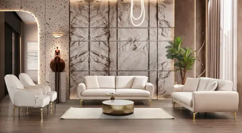  Oslo Gold Metal Ayaklı Koltuk Takımı