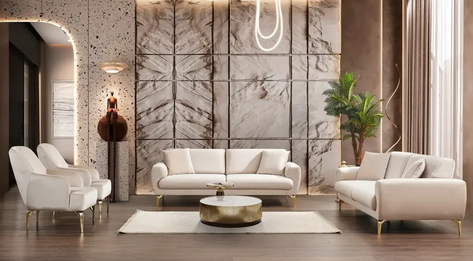  Oslo Gold Metal Ayaklı Koltuk Takımı