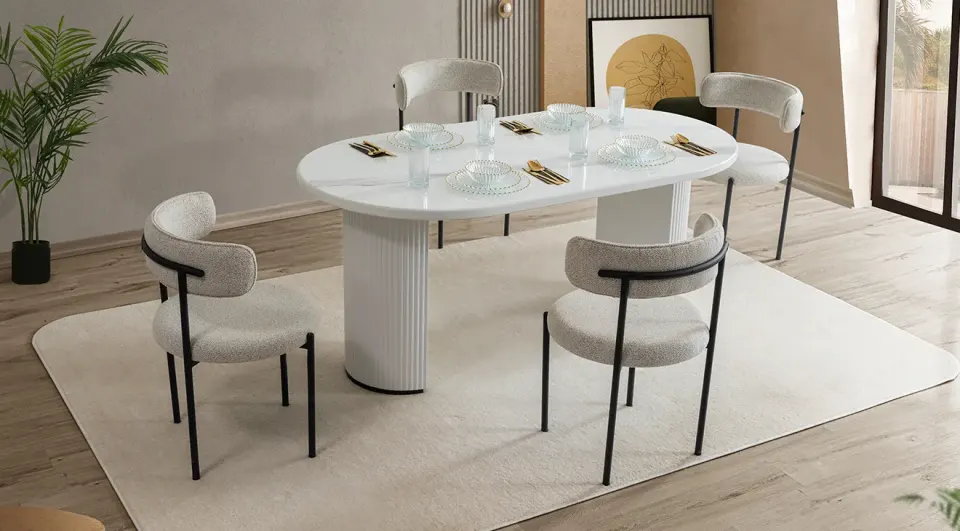 Vegas Beyaz Yemek Masası