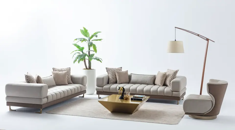 Botega Gold Metal Ayaklı Modern Koltuk Takımı